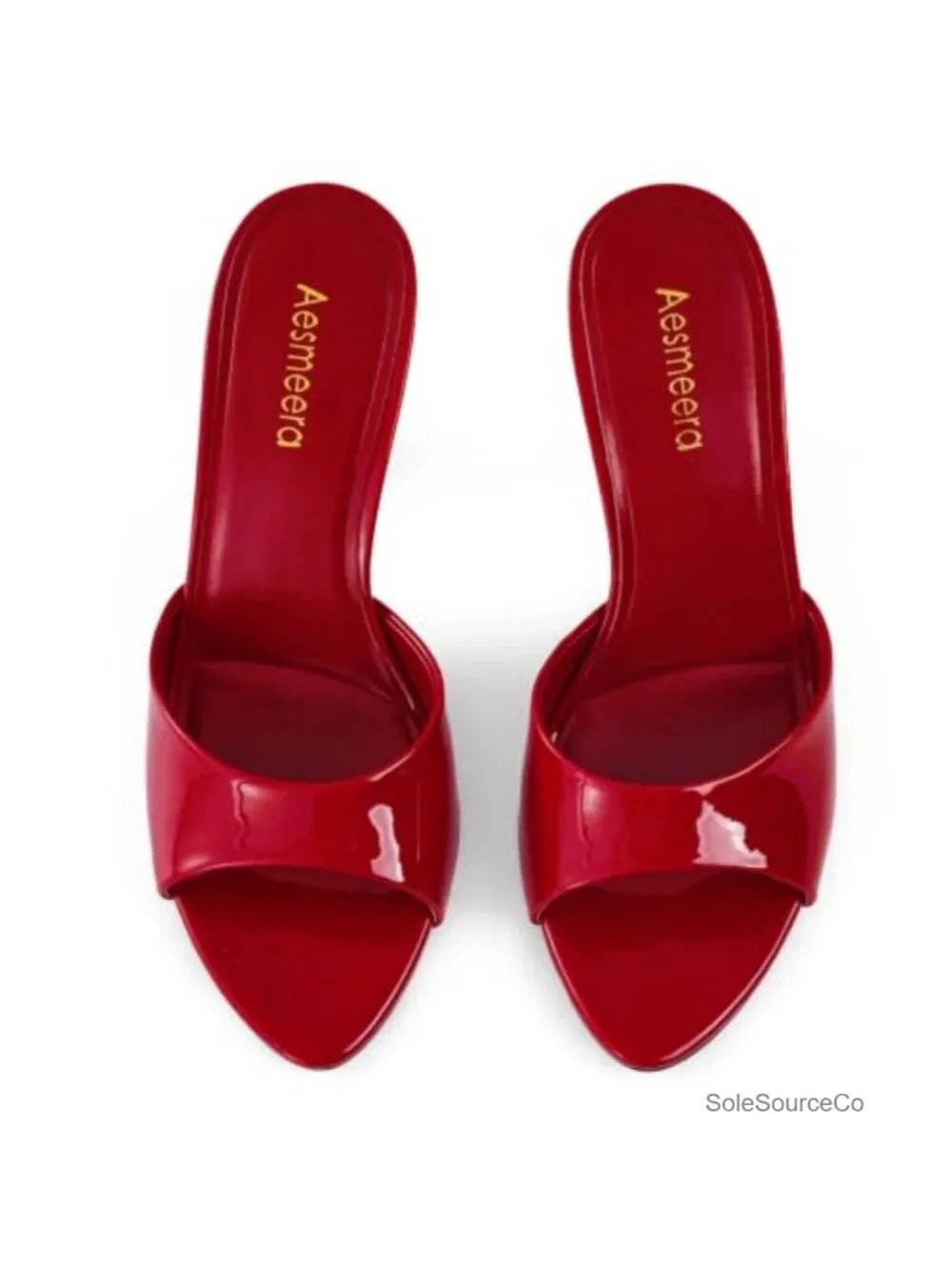 Chunky Block Mule Open Pointed Peep Toe Slip On Heeled Sandals
